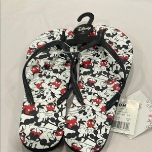 Disney adult Mickey Mouse Flip Flops - Black and Red